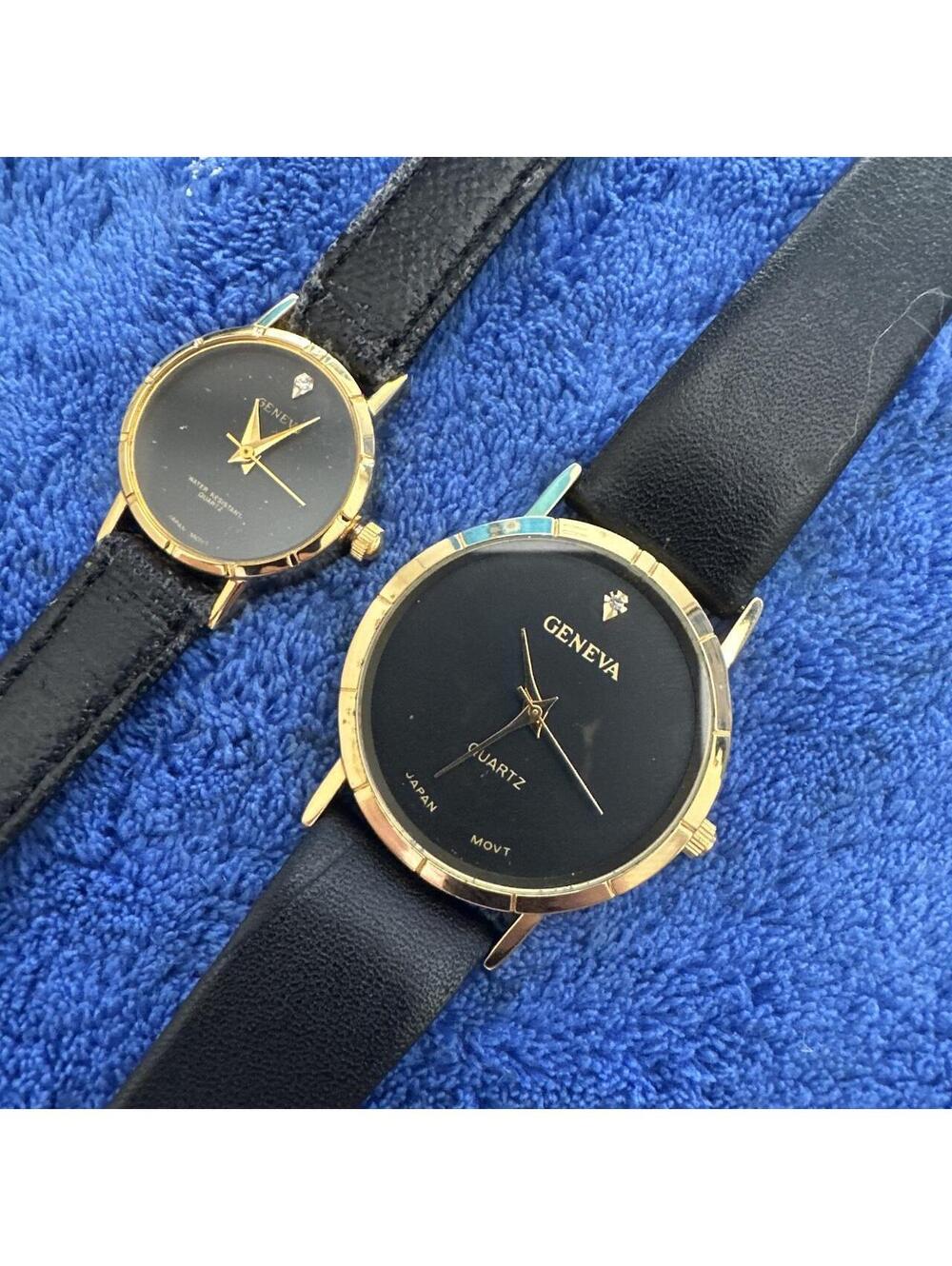 Geneva His & Her's Black Watch Set